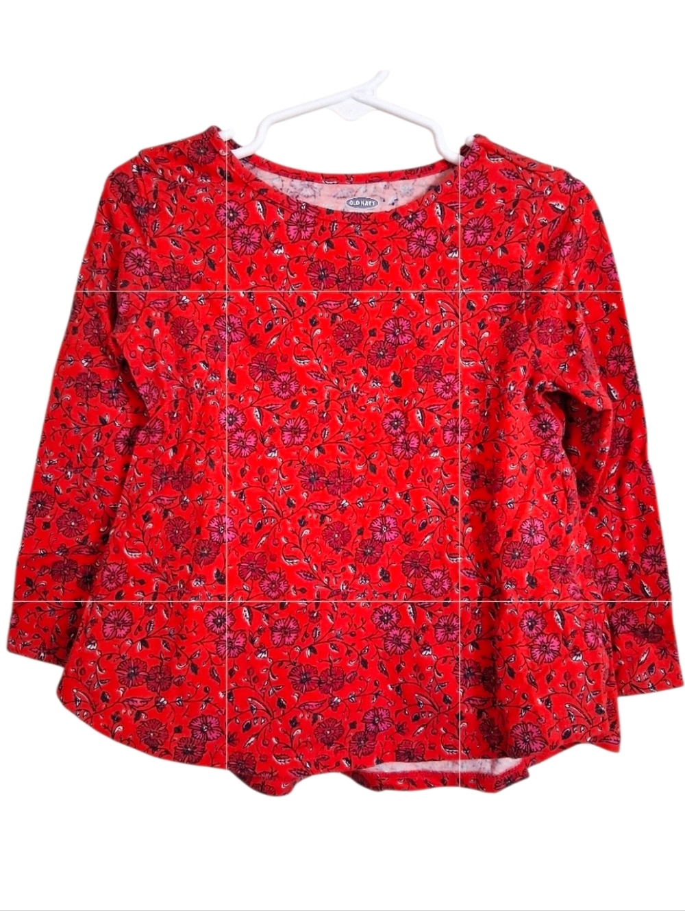 Old Navy | Red Floral Peplum Top | Size Girl 3T - Long Sleeve
